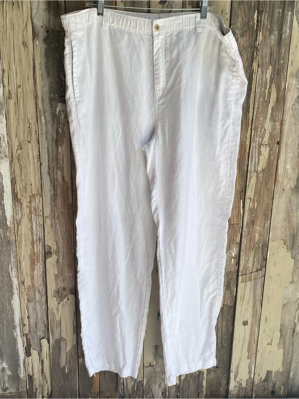 Mens Tommy Bahama Relax white linen straight wide leg relaxed fit linen pants XL